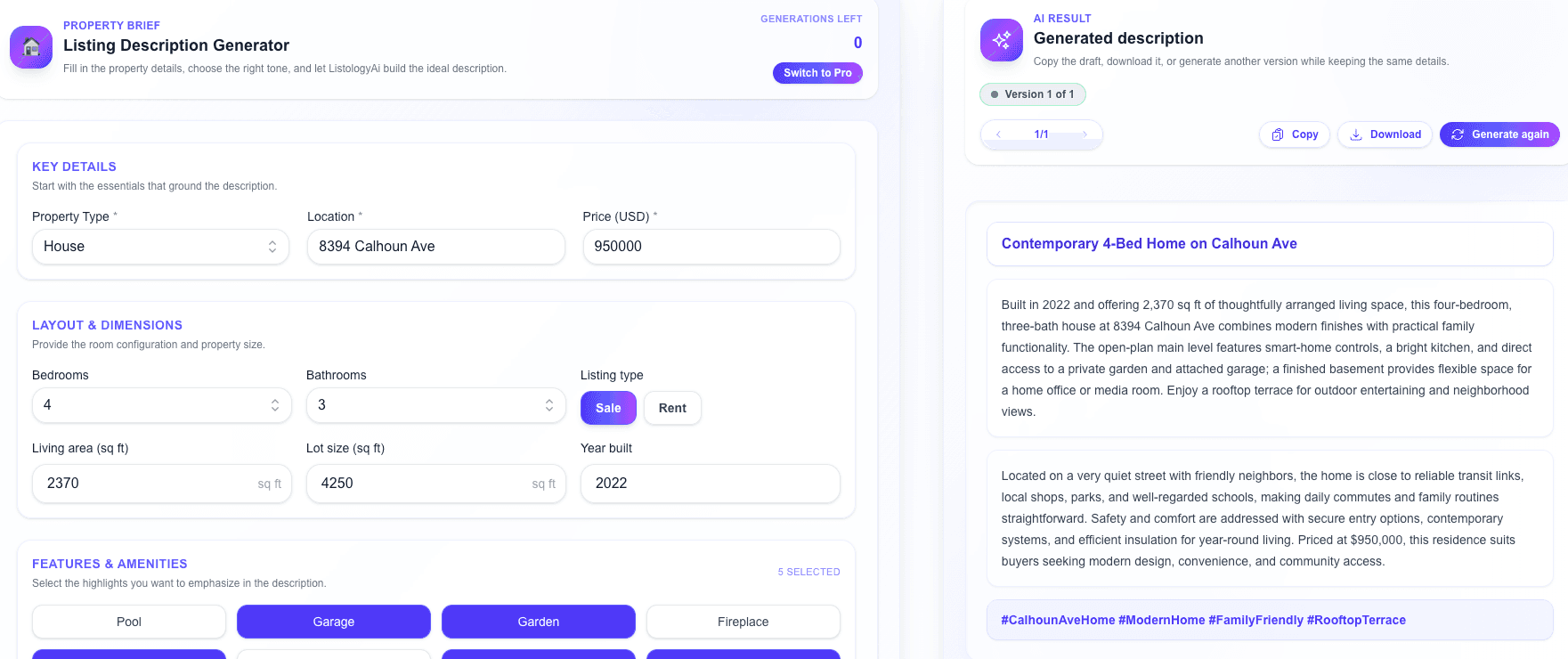 Example of the ListologyAi workspace